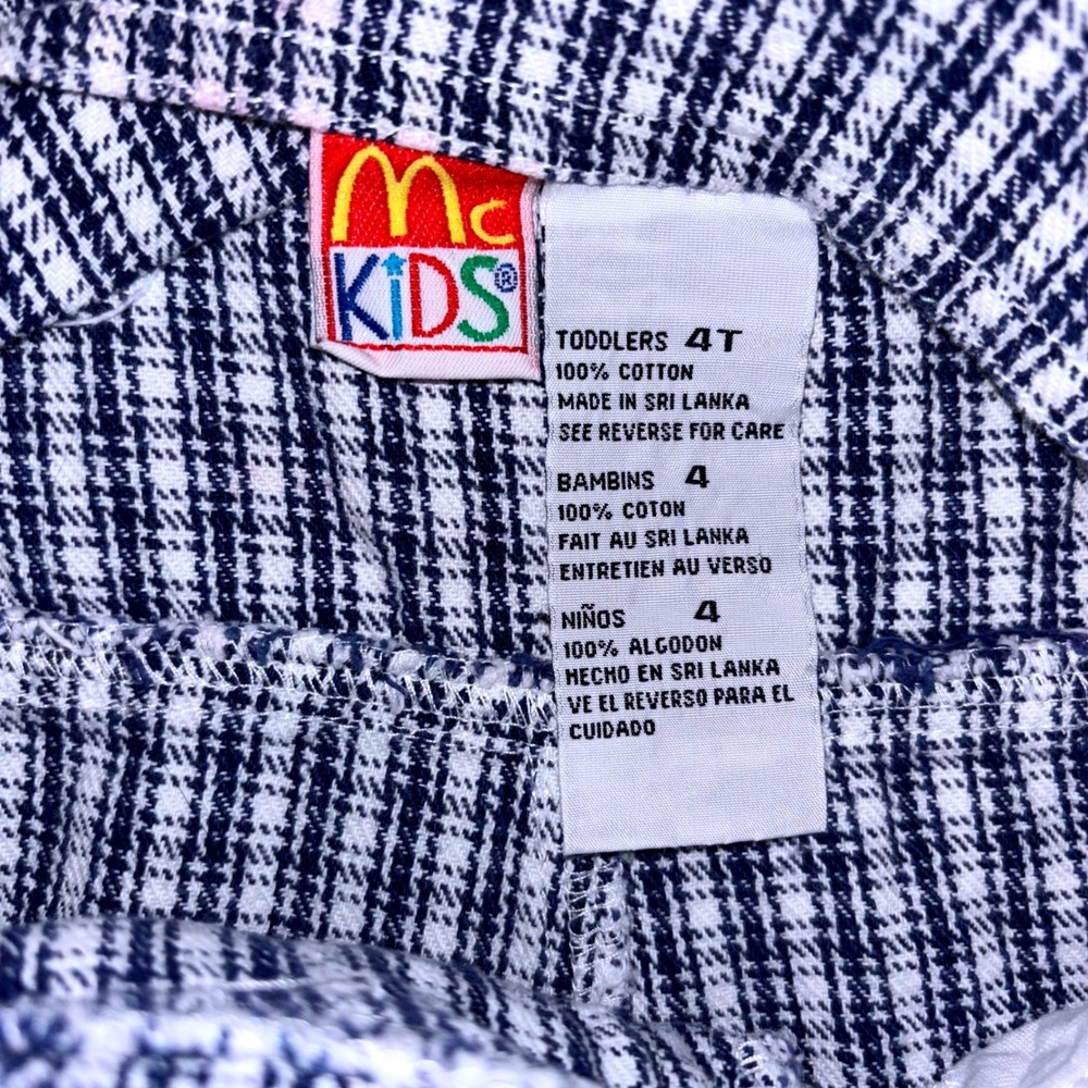 Vintage Retro McKids Playtime Sunshine Blue White Plaid Cotton Shortalls 4T
